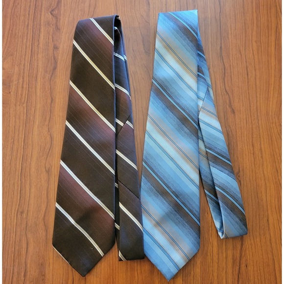 Wembley Other - Vintage Wembley Necktie Striped 3.25 X 55 Blue Brown Gold Lot Of 2